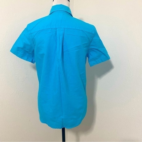 Ralph Lauren Boy Short Sleeve Turquoise Orange Pony Button Down Sz Large (14-16) - Picture 4 of 6